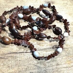 Vintage Hawaiian Koa Seed Jobs Tears Necklace Boho Eco Friendly Hippie 38” Long